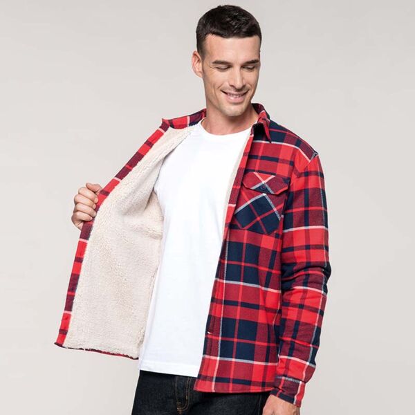 Sherpa-lined checked shirt jacket Thumbnail